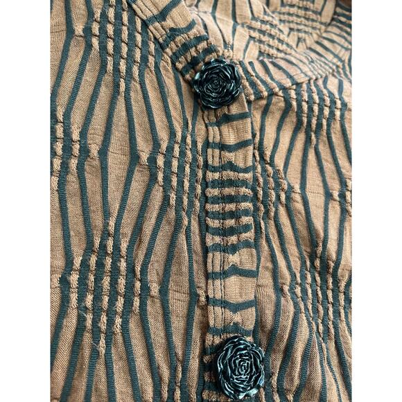 Onque Casual Womens Textured Stretch Top 3/4 Sleeves Brown Black PXL Blouse - Picture 10 of 10